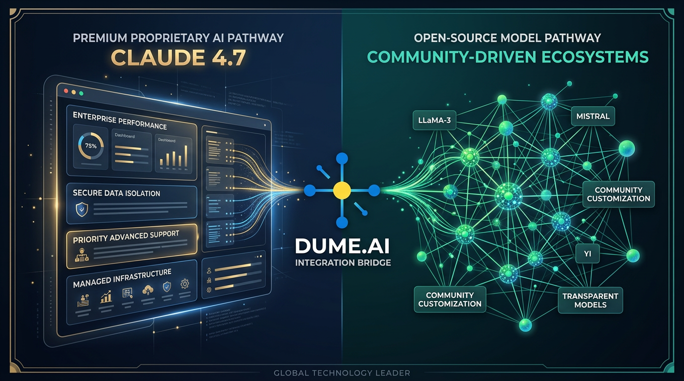 Dume Cowork connecting premium and open-source AI models for non-technical professionals